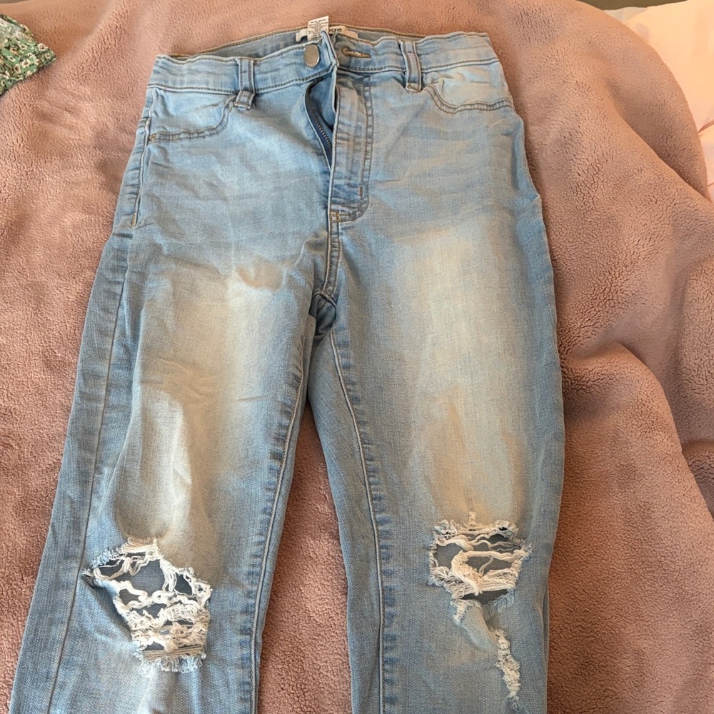 Refuge Light Blue Distressed Skinny Jeans